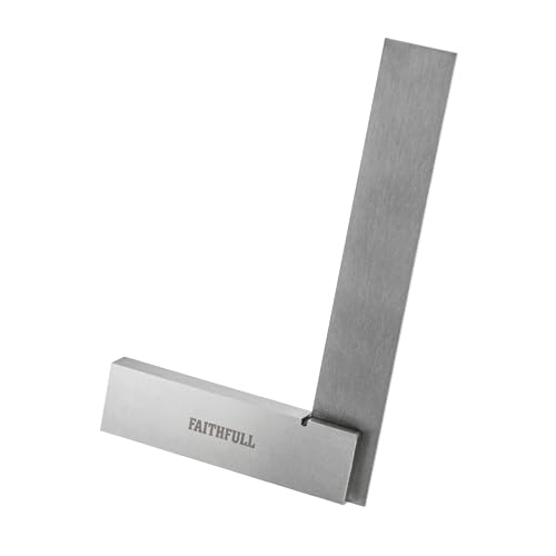 Faithfull Stahl-Anschlagwinkel 100 mm (4 Zoll) – Präzisionsgeschliffen, Klinge aus gehärtetem Stahl, Präzises Anreiß-, Mess- und Abreißwerkzeug für die Metall- und Holzbearbeitung von Faithfull