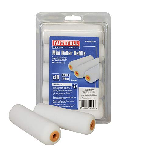 Faithfull RMINI10F Ersatz-Mini Roller aus Schaumstoff, 10 Stück von Faithfull