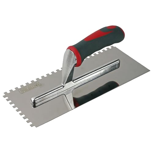Faithfull Soft-Grip-Zahnungskelle für Boden- und Wandfliesen zum Auftragen von Klebstoff, Edelstahlklinge 280 x 115 mm (11 x 4,5 Zoll) – 6-mm-Zahnung von Faithfull