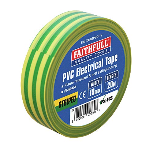 PVC Electrical Tape Green/Yellow 19mm x 20m von Faithfull