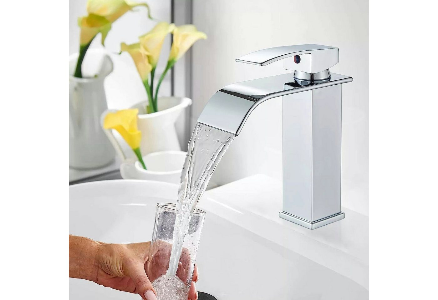 Faizee Home Badarmatur Faizee Home, Wasserfall Waschtischarmatur Wave Chrom von Faizee Home