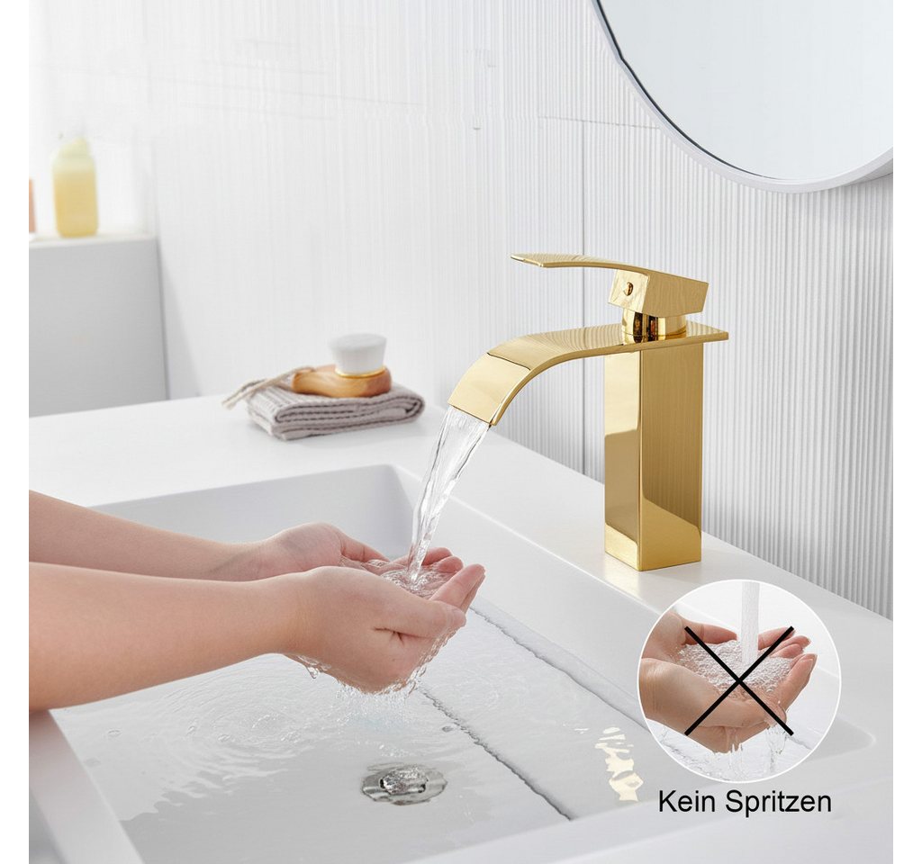 Faizee Home Badarmatur Faizee Home, Wasserfall Waschtischarmatur Wave Chrom von Faizee Home