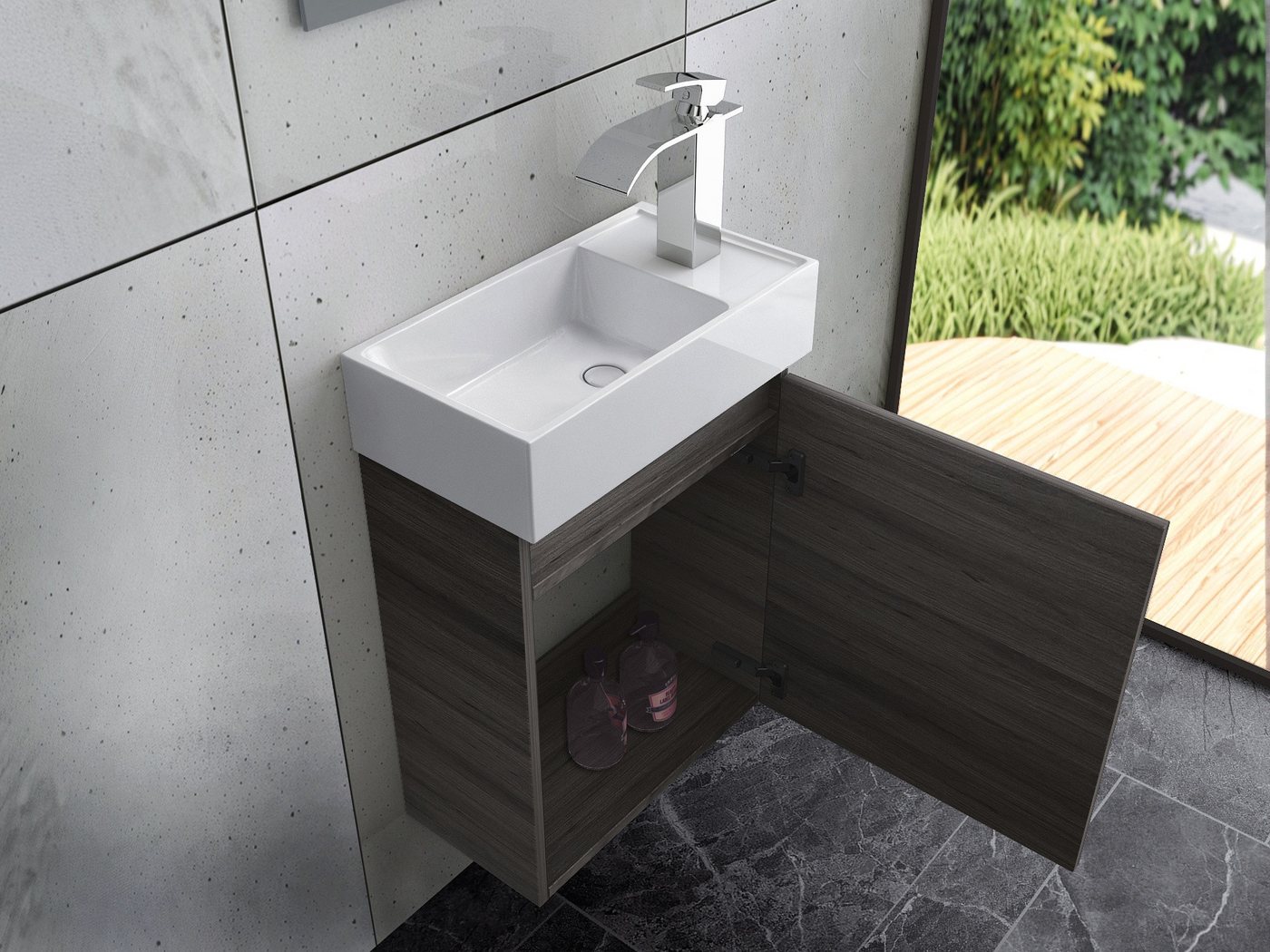 Faizee Home Badmöbel-Set Bademöbel 40 cm Badeschrank Waschtisch Unterschrank Spiegel Faizee Home Badmöbel-Set Bademöbel 40 cm Badeschrank Waschtisch Unterschrank Spiegel von Faizee Home