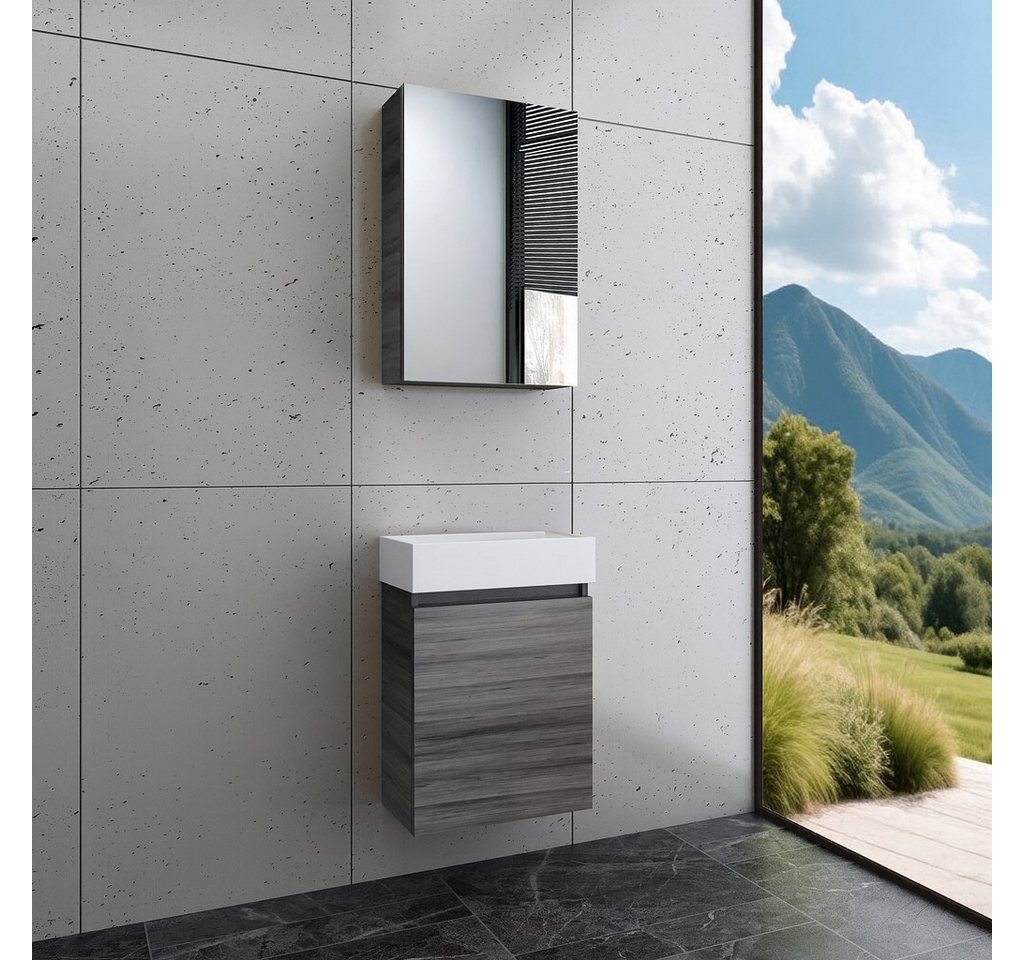 Faizee Home Badmöbel-Set Bademöbel 40 cm Badeschrank Waschtisch Unterschrank Spiegelschrank Faizee Home Badmöbel-Set Bademöbel 40 cm Badeschrank Waschtisch Unterschrank Spiegelschrank von Faizee Home