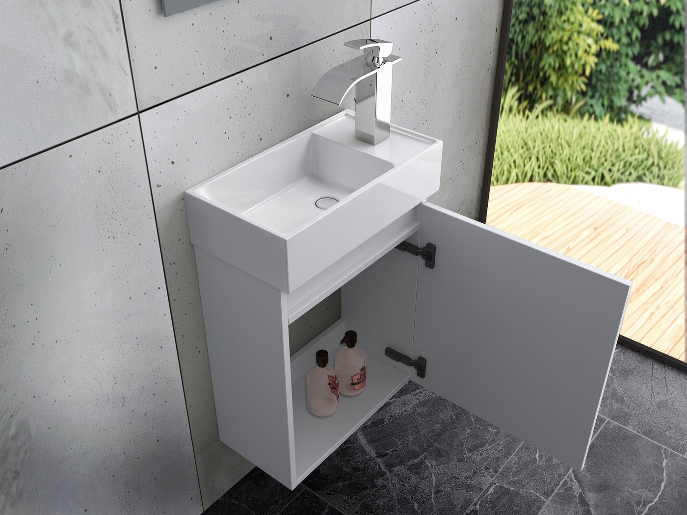 Faizee Home Badmöbel-Set Bademöbel 40 cm Badeschrank Waschtisch Unterschrank Spiegelschrank Faizee Home Badmöbel-Set Bademöbel 40 cm Badeschrank Waschtisch Unterschrank Spiegelschrank von Faizee Home