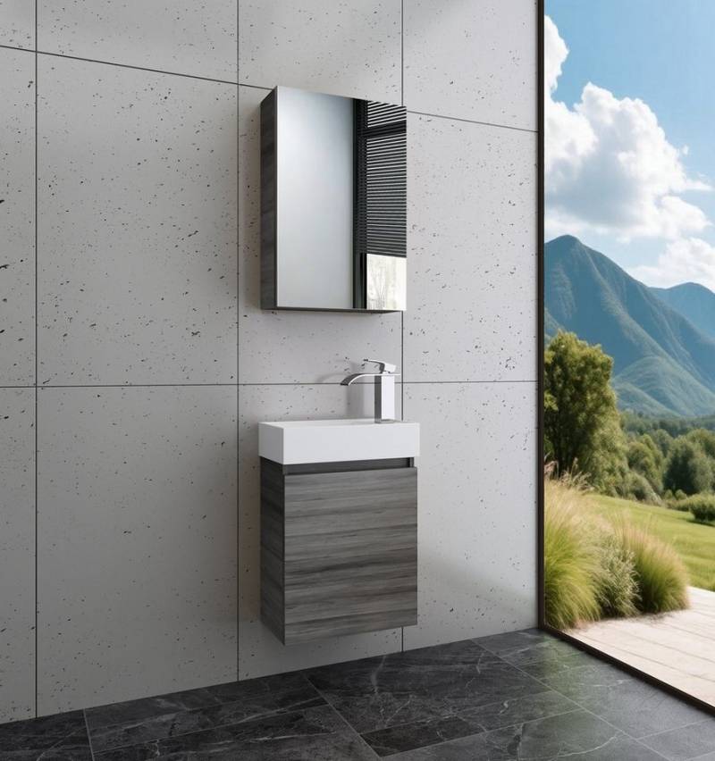 Faizee Home Badmöbel-Set Bademöbel 40 cm Badschrank Waschtisch Unterschrank Spiegelschrank Faizee Home Badmöbel-Set Bademöbel 40 cm Badschrank Waschtisch Unterschrank Spiegelschrank von Faizee Home