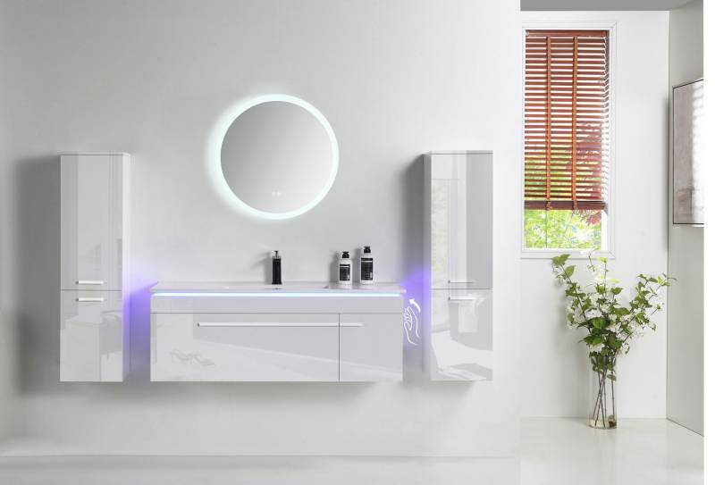 Faizee Home Badmöbel-Set Badmöbel-Set: LED-Spiegel(rund/eckig),Soft-Close Schränke,90/120cm von Faizee Home