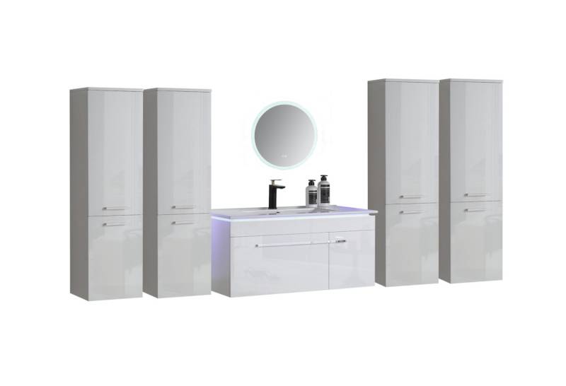 Faizee Home Badmöbel-Set Badmöbel-Set: LED-Spiegel(rund/eckig),Soft-Close Schränke,90/120cm von Faizee Home