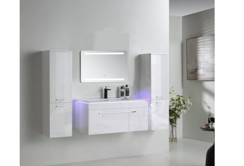 Faizee Home Badmöbel-Set Badmöbel-Set: LED-Spiegel(rund/eckig),Soft-Close Schränke,90/120cm von Faizee Home