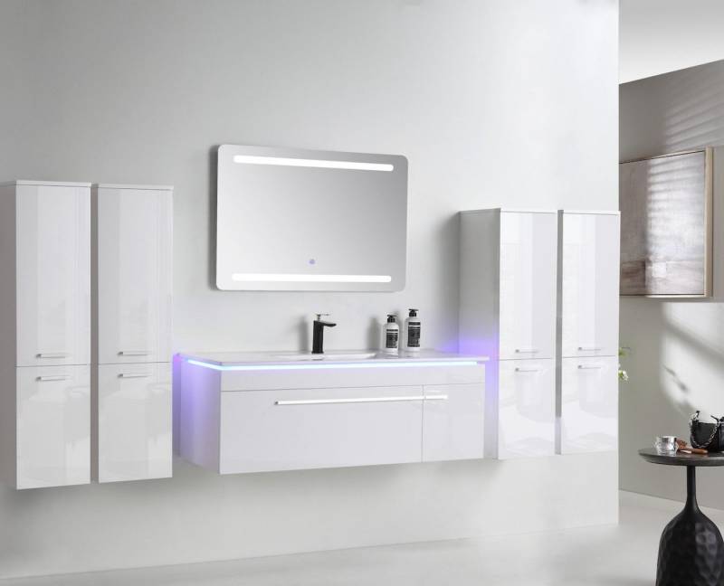 Faizee Home Badmöbel-Set Badmöbel-Set: LED-Spiegel(rund/eckig),Soft-Close Schränke,90/120cm von Faizee Home