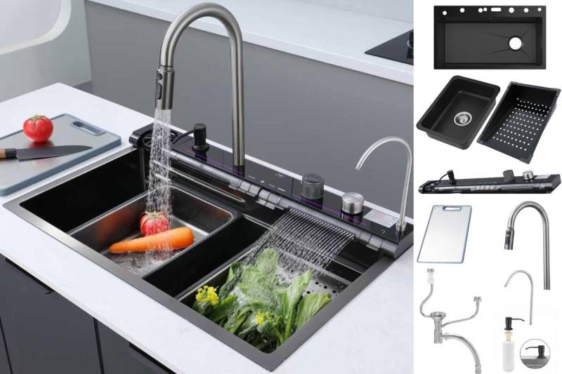 Faizee Home Edelstahlspüle Faizee Home, Multifunktionale Edelstahlspüle mit Armatur Faizee Home Edelstahlspüle Faizee Home, Multifunktionale Edelstahlspüle mit Armatur von Faizee Home