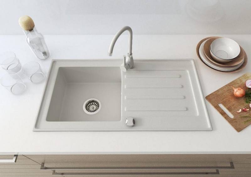 Faizee Home Granitspüle Faizee Home, Granitspüle Alisha/Element – mit Abtropffläche & Siphon, 75x45cm (Alisha) von Faizee Home