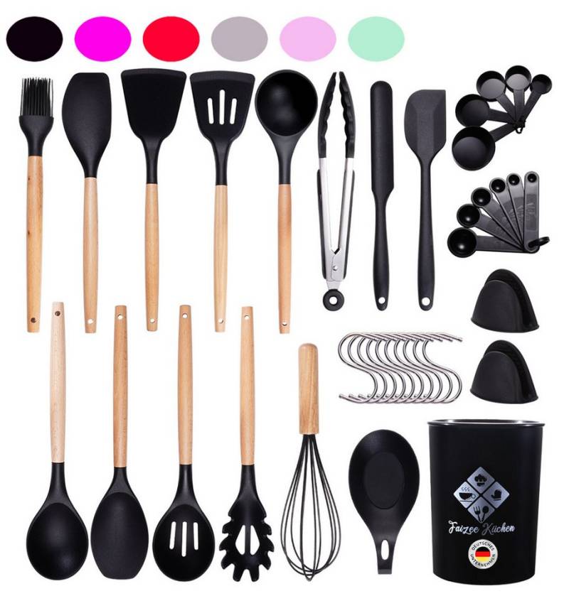 Faizee Home Kochbesteck-Set 38 tlg. Küchenhelfer Set in verschiedenen Farben Silikon (38-tlg) von Faizee Home