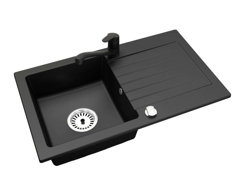 Faizee Home Küchenspüle Faizee Granitspüle 75 x 44 cm Schwarz von Faizee Home