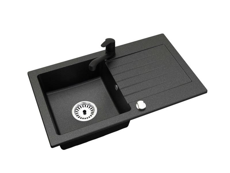 Faizee Home Küchenspüle Faizee Granitspüle 75 x 44 cm Schwarz von Faizee Home