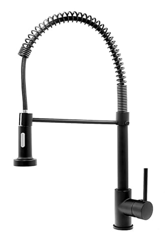 Faizee Granitspüle 75 x 44 cm Schwarz Gesprenkelt – inklusive Armatur Spiral in Schwarz – eckige Einbauspüle aus Granit – beidseitig montierbar, kratzfest, hitzebeständig – modernes Spülbecken von Faizee Möbel