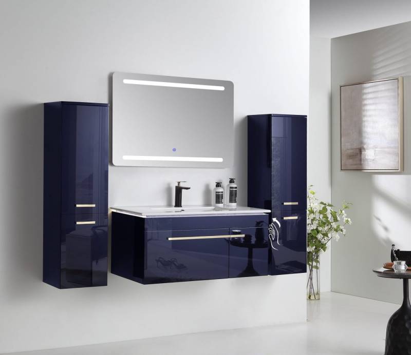Faizee Möbel Badmöbel-Set Badmöbel set, Königsblau komplett 5TLG 90 cm- 120 cm, (Komplett-Set, 5-St), Badmöbel set 90cm-120cm komplett LED-Spiegel mit Touch-Funktion von Faizee Möbel