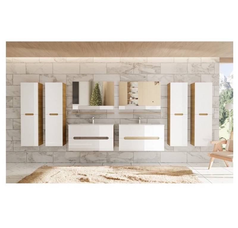 Faizee Möbel Badmöbel-Set Badmöbelset 90cm Hochglanz Weiß inkl. Waschbecken&LED-Beleuchtung Faizee Möbel Badmöbel-Set Badmöbelset 90cm Hochglanz Weiß inkl. Waschbecken&LED-Beleuchtung von Faizee Möbel