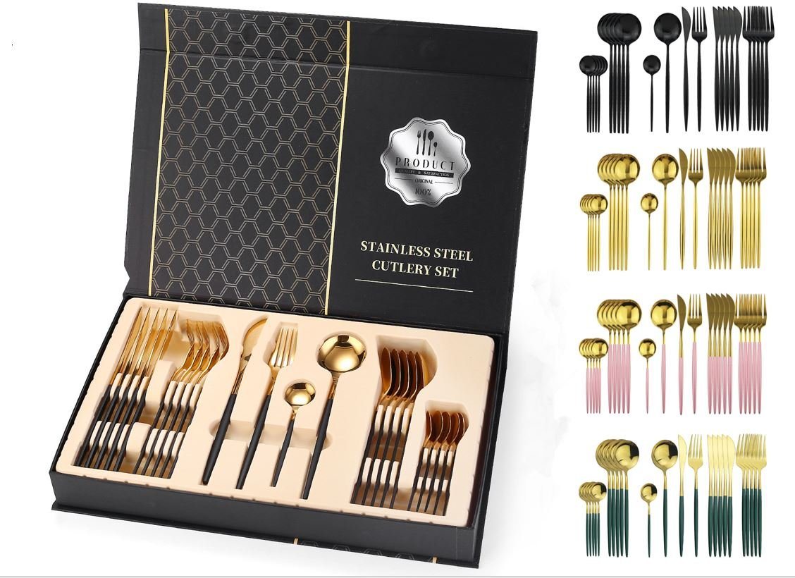 Faizee Möbel Besteck-Set Besteck Set Edelstahl für 6 Personen 24-teiliges Besteckset Luxury Box (24-tlg), Edelstahl von Faizee Möbel