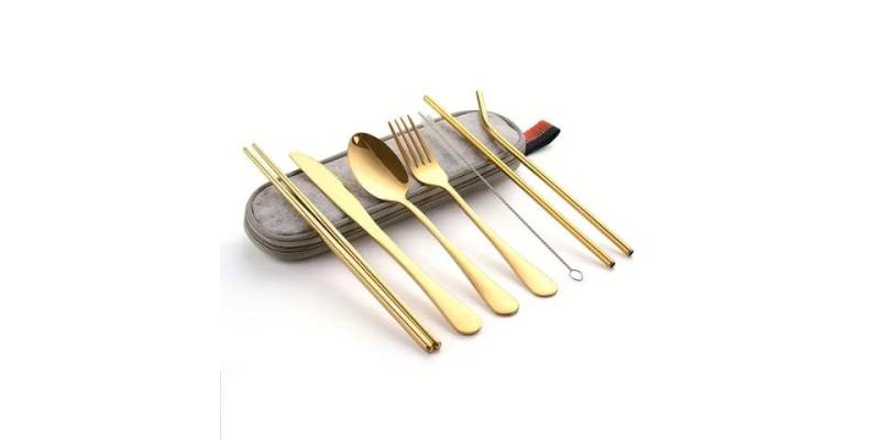 Faizee Möbel Besteck-Set Besteckset 8-tlg Reise Set Camping Besteckset vier Farben (8-tlg), Edelstahl von Faizee Möbel