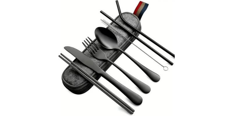 Faizee Möbel Besteck-Set Besteckset 8-tlg Reise Set Camping Besteckset vier Farben (8-tlg), Edelstahl von Faizee Möbel