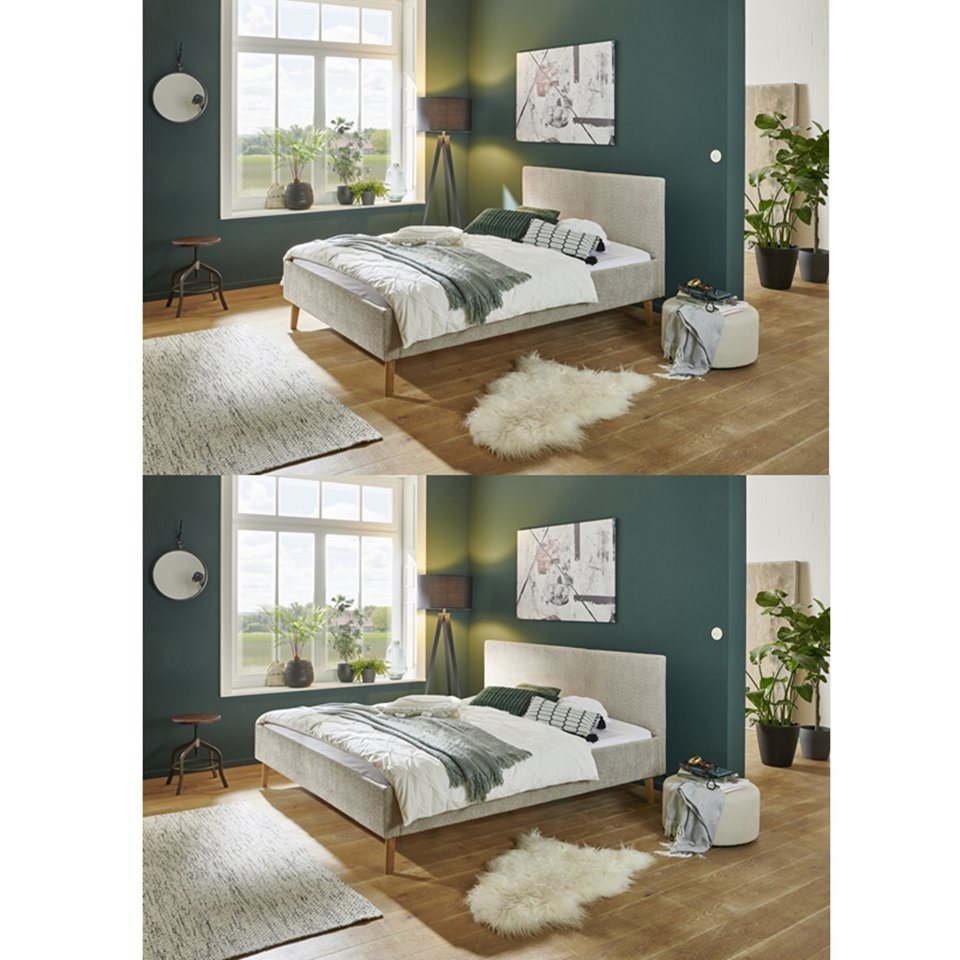 Faizee Möbel Bett [Kreta 140x200/180x200] Polsterschlafzimmerbett Eichenholz Stoffbezug von Faizee Möbel