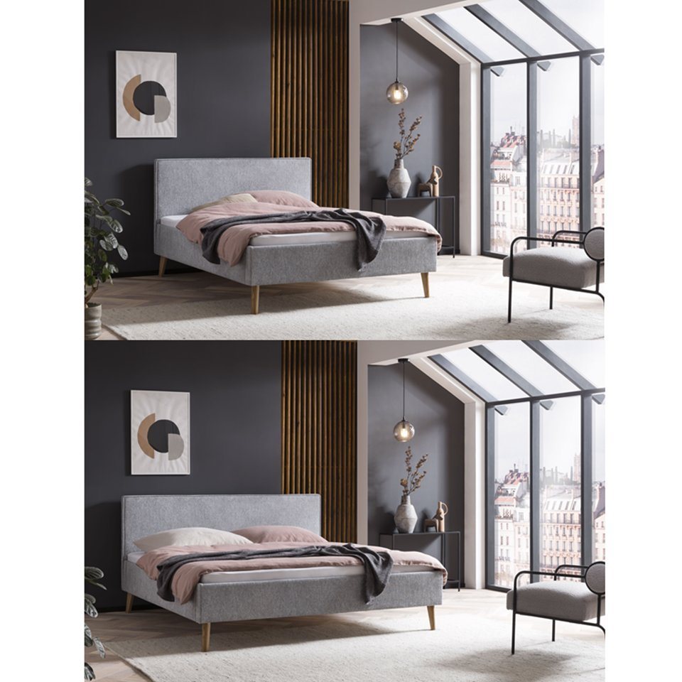 Faizee Möbel Bett Twister 140x200/180x200 Polsterschlafzimmerbett Eichenholz Stoffbezug von Faizee Möbel