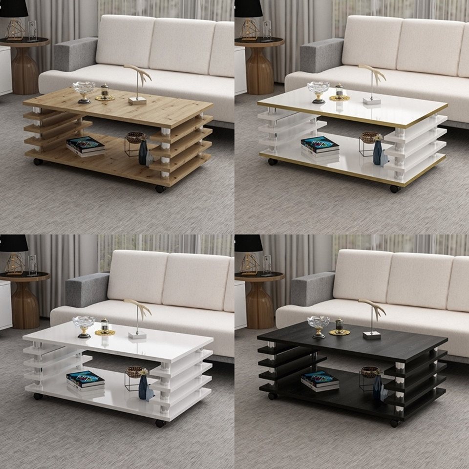 Faizee Möbel Couchtisch Couchtisch 115x65 cm Melaminbeschichtung in Schwarz Braun Weiß Faizee Möbel Couchtisch Couchtisch 115x65 cm Melaminbeschichtung in Schwarz Braun Weiß von Faizee Möbel