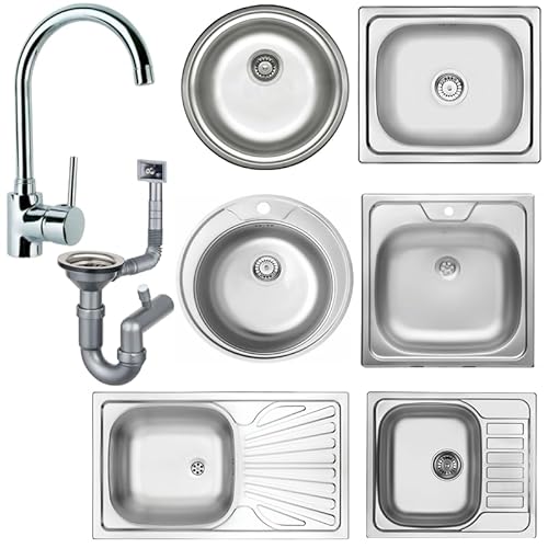 Faizee Möbel | Edelstahl Einbauspüle 1-Becken – Hochwertige Küchenspüle & Spülbecken aus Edelstahl mit kurzer Abtropffläche, inkl. Armatur & Siphon, ideal als Waschbecken, 60x50,5 cm Faizee Möbel | Edelstahl Einbauspüle 1-Becken – Hochwertige Küchenspüle & Spülbecken aus Edelstahl mit kurzer Abtropffläche, inkl. Armatur & Siphon, ideal als Waschbecken, 60x50,5 cm von Faizee Möbel