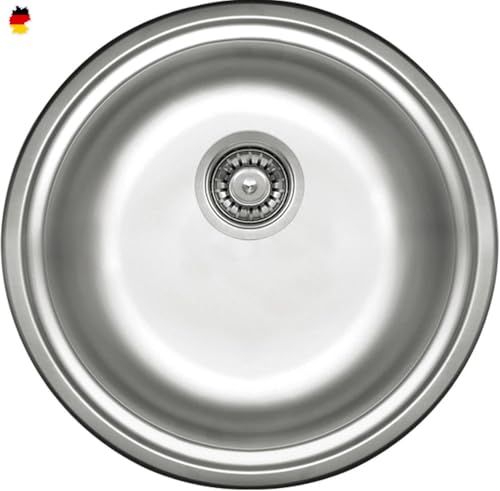 Faizee Möbel | Edelstahl Einbauspüle, Küchenspüle, Spülbecken & Spüle Küche – Hochwertige, robuste Edelstahlspüle, ideal als Waschbecken in der Küche (ohne Armatur, Ø 42) von Faizee Möbel