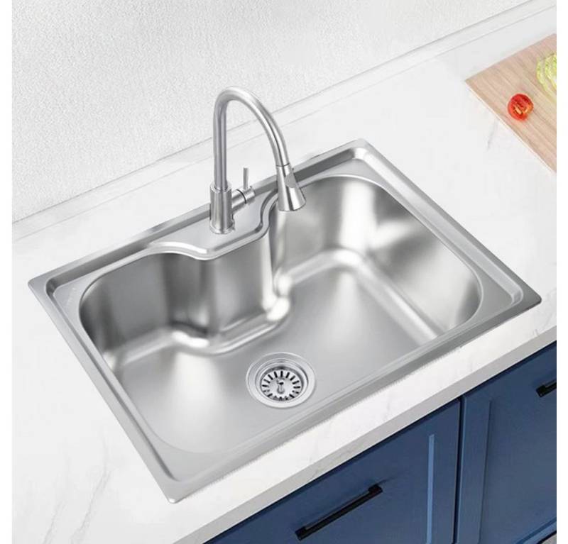 Faizee Möbel Edelstahlspüle Titan 60x42x20cm – rechteckig – inkl. Siphon-Set mit Armaturoption von Faizee Möbel