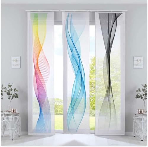 Faizee Möbel Flächenvorhang 245x60 Wellenmuster Regenbogen Gardine Wonhzimmer Schlafzimmer von Faizee Möbel