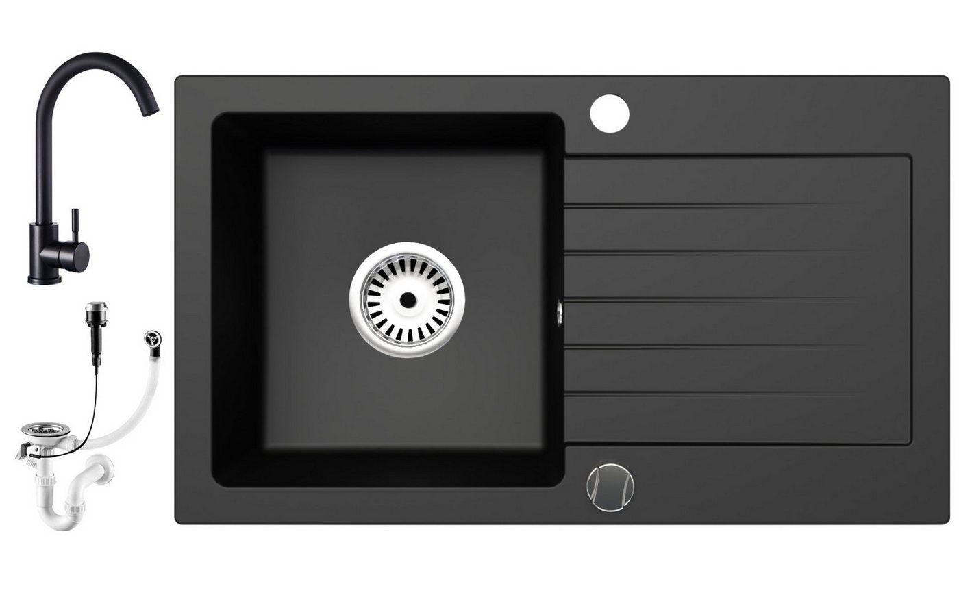 Faizee Möbel Granitspüle Granitspüle Küchenspüle mit Siphon verschiedene Modelle + Armatur, Eckig Faizee Möbel Granitspüle Granitspüle Küchenspüle mit Siphon verschiedene Modelle + Armatur, Eckig von Faizee Möbel