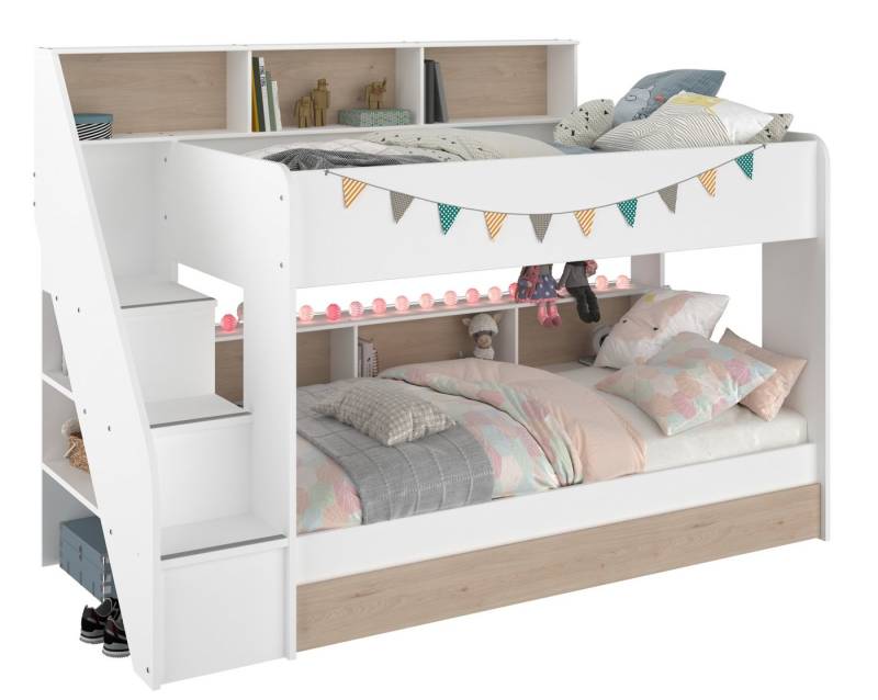 Faizee Möbel Hochbett Etagenbett Bibop 1 Parisot Weiß +Schubkasten +Bett + Bettschubkasten von Faizee Möbel