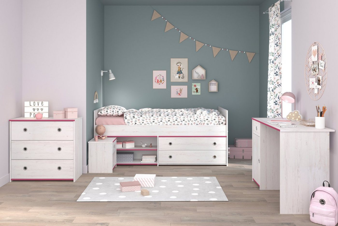 Faizee Möbel Jugendzimmer-Set Parisot Jugendzimmer-Set 4-tlg Smoozy 37 a,b von Faizee Möbel