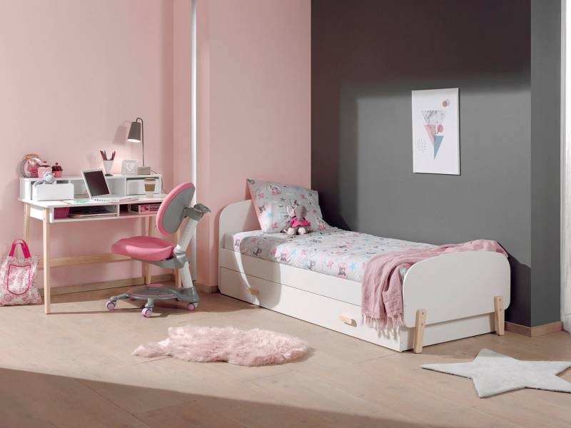 Faizee Möbel Jugendzimmer-Set Set Kiddy: Einzelbett 90x200cm mit Bettschublade, Schreibtisch von Faizee Möbel