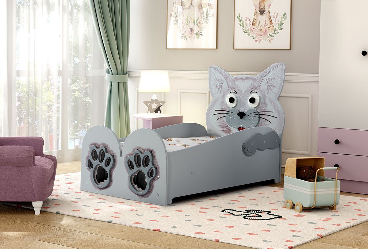 Faizee Möbel Kinderbett [Cat Small oder Big] Kinderzimmerbett in Grau Hochwertiges MDF von Faizee Möbel