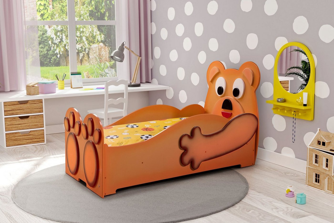 Faizee Möbel Kinderbett [Teddy Bear Small/Big] Kinderzimmerbett in Braun 165x87x88/205x100x100 von Faizee Möbel