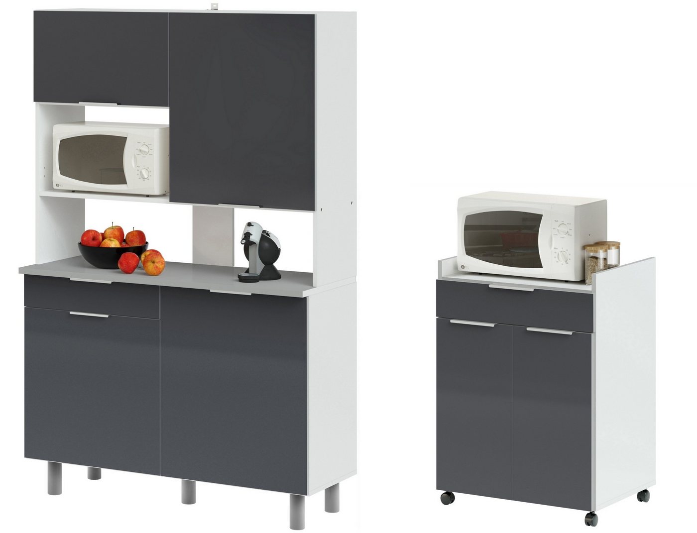 Faizee Möbel Küchenbuffet Buffetschrank Parisot Buffet Set Urban 2 Hochglanz Grau Küchenmöbel (2-St) von Faizee Möbel