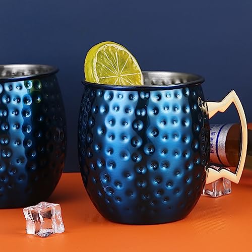 Faizee Möbel Moscow Mule Becher 500 ml Handgemachter Kupferbecher Moskau Mule Kupfertassen (Blau) von Faizee Möbel