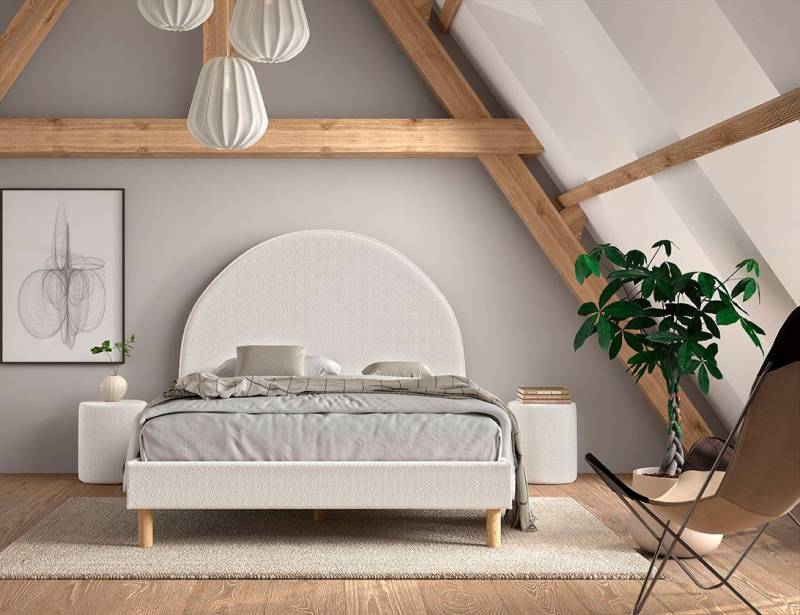 Faizee Möbel Schlafzimmer-Set Polsterbett Moon - Stilvoller Komfort mit optionalem Polsterhocker von Faizee Möbel