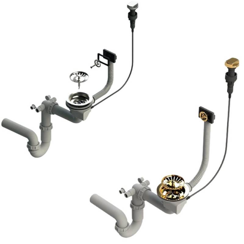Faizee Möbel Siphon Siphon Silber/Gold mit Überlauf für das Spülbecken Automatisch von Faizee Möbel