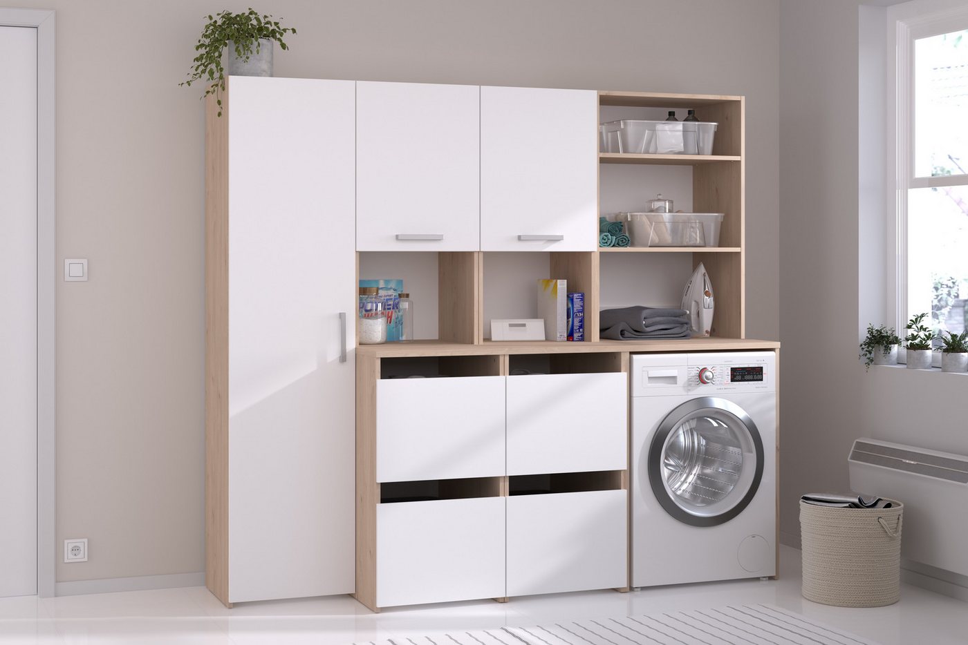 Faizee Möbel Waschmaschinenumbauschrank Waschmaschinenumbauschränke-Set Laundry 3 Faizee Möbel Waschmaschinenumbauschrank Waschmaschinenumbauschränke-Set Laundry 3 von Faizee Möbel