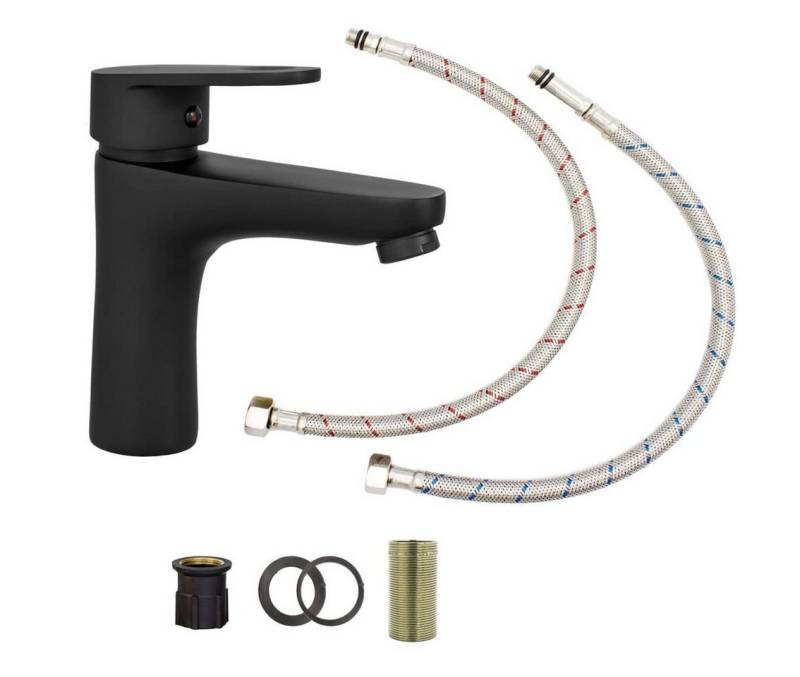 Faizee Möbel Waschtischarmatur Muro Wasserhahn Armatur Schwarz Mischbatterie Klobürste Handtuch von Faizee Möbel