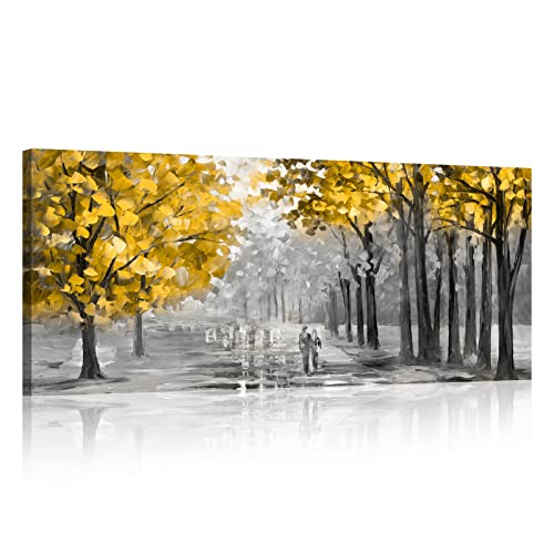 Mit Rahmen Großes Leinwandbilder Bilder 120x50cm Abstrakt Herbstbaum bild auf leinwand Wandkunst Leinwanddruck Modern Wandbilder XXL Kunstdruck Deko für Wohnzimmer Schlafzimmer fertig zum Aufhängen von FajerminArt