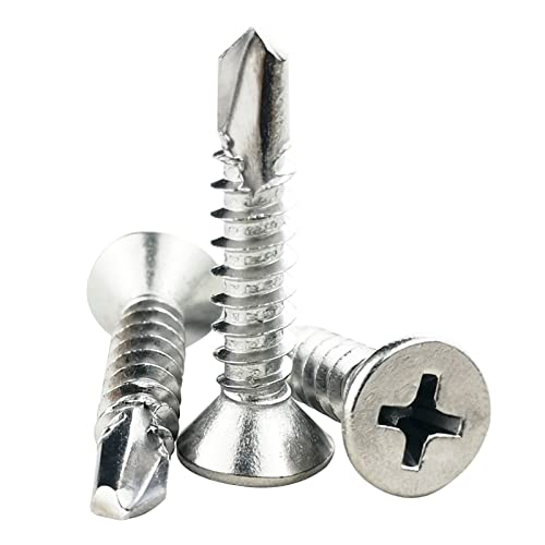 120 Stück 4.8 x 19mm Blech Selbstschneidende Schrauben,410 Edelstahl Flachkopfschrauben Phillips Kopf Selbst Bohrschrauben Hochfeste schnelle Blechschrauben (13mm bis 32mm verfügbar) von Fajoeda