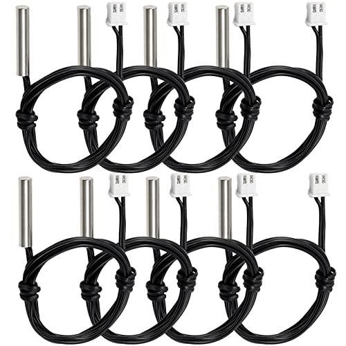 8 Stück NTC Thermistor 10K ohm Temperatursensor Sonde, Fajoeda Edelstahl NTC 10K B3950 1% mit 1m Kabel Digital Thermal Verlängerungskabel von Fajoeda