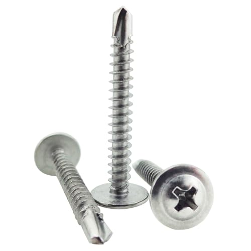 Fajoeda 60 Stück Selbstschneidende Schrauben 4.2 x 32mm Blechschrauben Selbstschneidend 410 Edelstah Bohrschrauben Metallschrauben Selbstschneidend Kreuzschlitz Hochfeste schnelle Schrauben (Silber) von Fajoeda