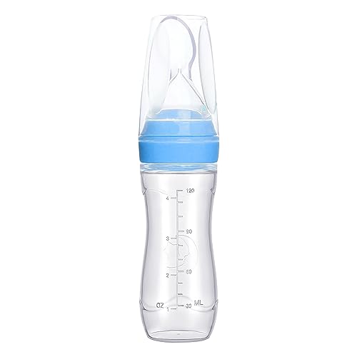 Babynahrungs-Spenderlöffel Fütterungslöffel, Futterbecher, Futterlöffel, Silikon Löffel Flasche Squeeze Feeder für Kinder Kleinkinder von FakeFace
