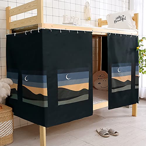 FakeFace 1pcs 1.35m(H) Bettvorhang Vorhang Hochbett Schlafzelt Staubdicht Bett Zelt Vorhang Kinderbett Etagenbett Schlaf Privatsphäre Vorhänge für Studentenwohnheim Kinderzimmer,Mond-Muster von FakeFace